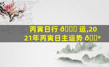 丙寅日行 🐎 运,2021年丙寅日主运势 🐺